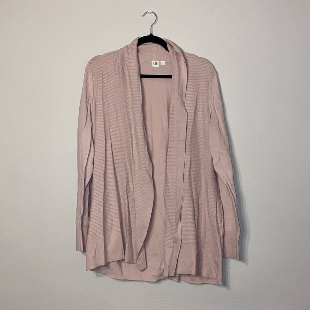 🍁2/$20🍁 GAP EUC Pastel Pink Waffle Knit Cotton Cardigan size Large